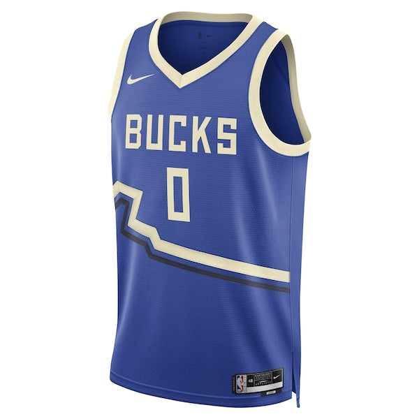 Damian Lillard Milwaukee Bucks Nike Unisex 2024/25 Swingman Player Jersey - City Edition - Royal - Image 2