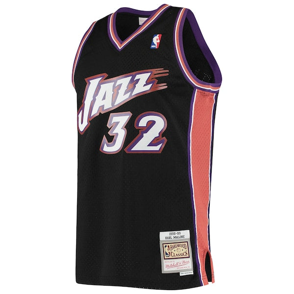 Karl Malone Utah Jazz 2001/02 Hardwood Classics Swingman Jersey - Black - Image 2