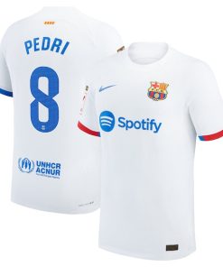 Pedri Barcelona Nike 2023/24 Away Authentic Jersey - White/Aqua/Royal