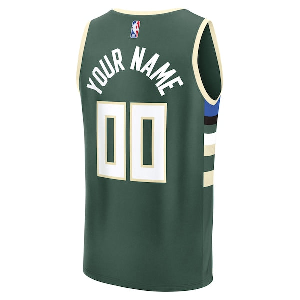 Milwaukee Bucks Youth Fast Break Custom Replica Jersey - Green - Icon Edition - Image 3