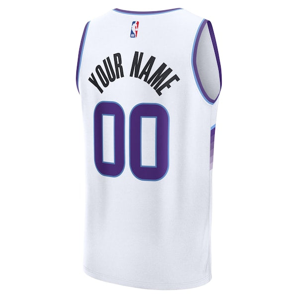 Utah Jazz Fast Break Replica Custom Jersey - White - Association Edition/Black/Purple - Image 4