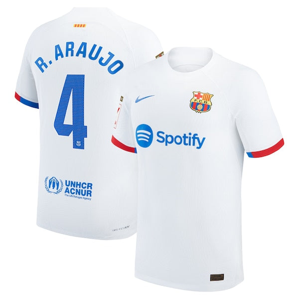 Ronald Araujo Barcelona Nike 2023/24 Away Authentic Jersey - White/Aqua/Royal - Image 2