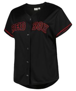 Alternative view of Boston Red Sox Women's Plus Size Pop Fashion Button-Up Jersey - Black