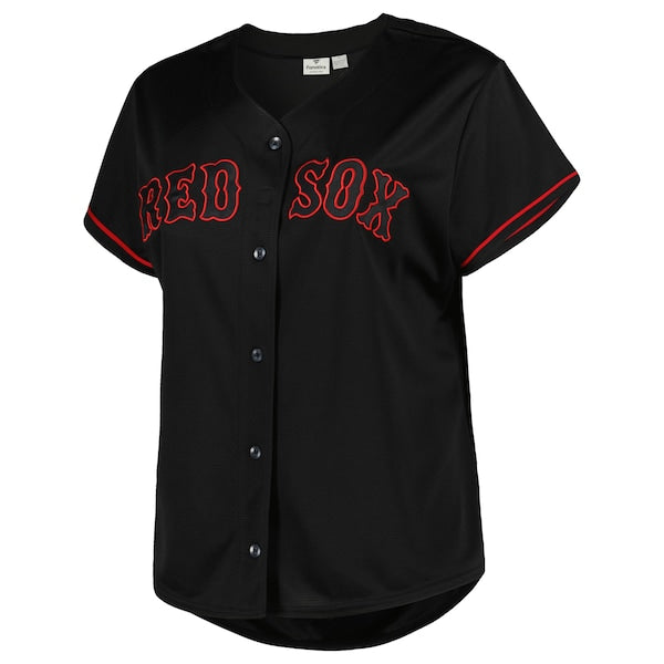 Boston Red Sox Women's Plus Size Pop Fashion Button-Up Jersey - Black - Image 2