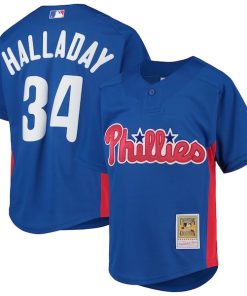 Roy Halladay Philadelphia Phillies Youth Cooperstown Collection Mesh Batting Practice Jersey - Royal