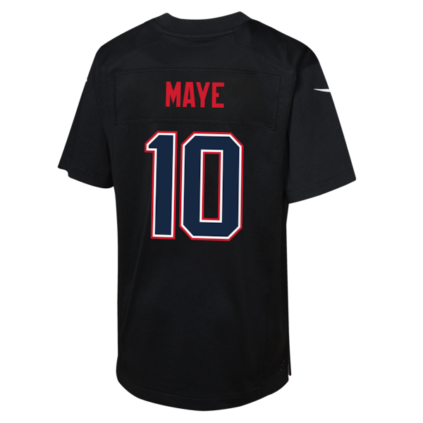 Youth New England Patriots Drake Maye Nike Black Super Bowl LX Patch Carbon Fashion Game Jersey - Image 3