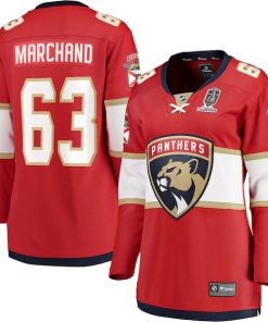 Brad Marchand Florida Panthers  Women's 2025 Stanley Cup Champions Breakaway Jersey - Red