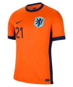 Alternative view of Frenkie de Jong Netherlands National Team Nike 2024 Home Replica Jersey - Orange