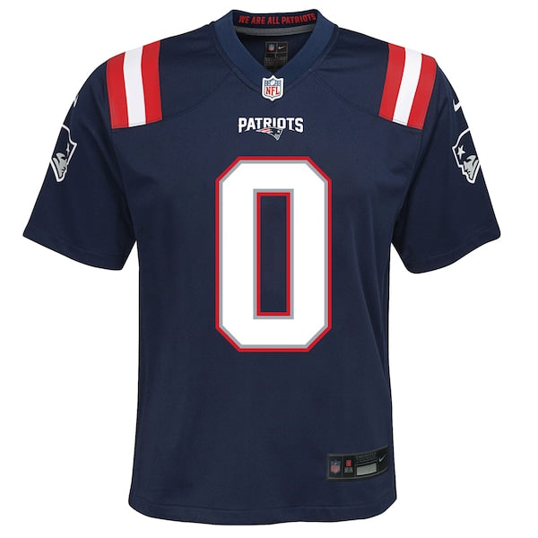 Christian Gonzalez New England Patriots Nike Youth Game Jersey - Navy/Red - Image 3
