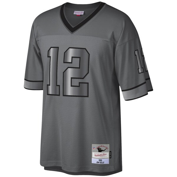 Jim Kelly Buffalo Bills 1990 Retired Player Metal Legacy Jersey - Charcoal - Image 2