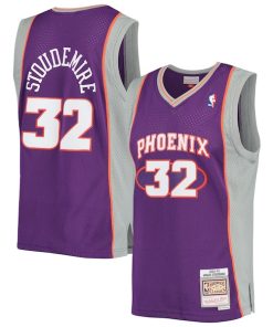 Alternative view of Amar'e Stoudemire Phoenix Suns 2001/02 Hardwood Classics Swingman Jersey - Purple/White