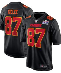 Travis Kelce Kansas City Chiefs Nike Super Bowl LVIII Carbon Fashion Game Player Jersey - Black