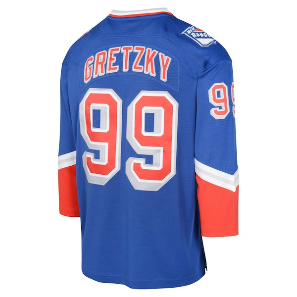 Wayne Gretzky New York Rangers Youth 1996 Blue Line Player Jersey - Royal - Image 3