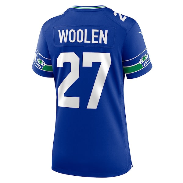 Tariq Woolen Seattle Seahawks Nike Women's Throwback Player Game Jersey - Royal/Navy/Neon Green - Image 6