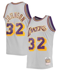 Magic Johnson Los Angeles Lakers 1984-85 Hardwood Classics Reload 2.0 Throwback Swingman Jersey - Gray