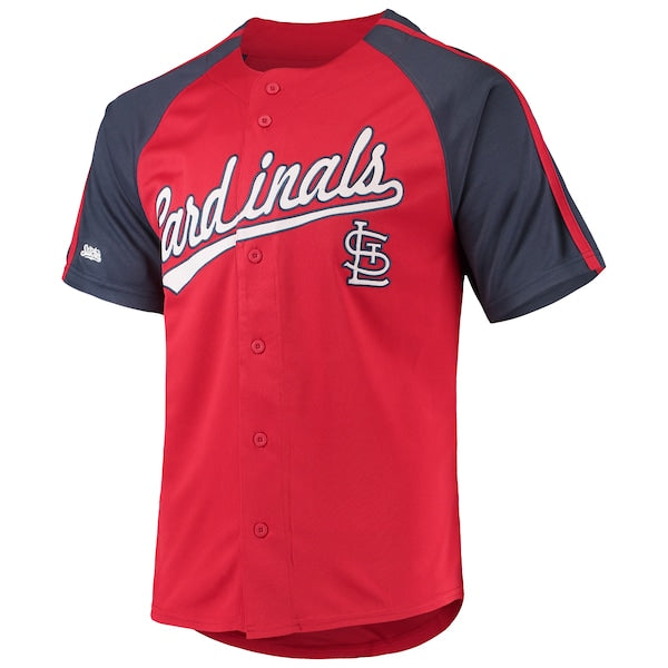 St. Louis Cardinals Stitches Button-Down Raglan Replica Jersey - Red - Image 2