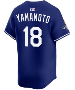 Alternative view of Yoshinobu Yamamoto Los Angeles Dodgers Nike 2025 World Series Champions Home Replica Jersey - Royal