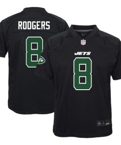 Alternative view of Aaron Rodgers New York Jets Nike Youth Game Jersey - Black/Green/White