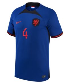 Alternative view of Virgil Van Dijk Netherlands National Team Nike 2022/23 Away Breathe Stadium Replica Player Jersey - Blue
