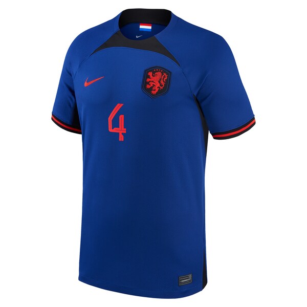 Virgil Van Dijk Netherlands National Team Nike 2022/23 Away Breathe Stadium Replica Player Jersey - Blue - Image 2