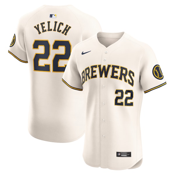 Christian Yelich Milwaukee Brewers Nike Home Elite Player Jersey - Cream - Image 2