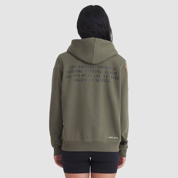 Los Angeles Chargers Nike Women's 2025 Salute to Service Sideline Standard Issue Dri-FIT Hoodie - Olive - Image 2