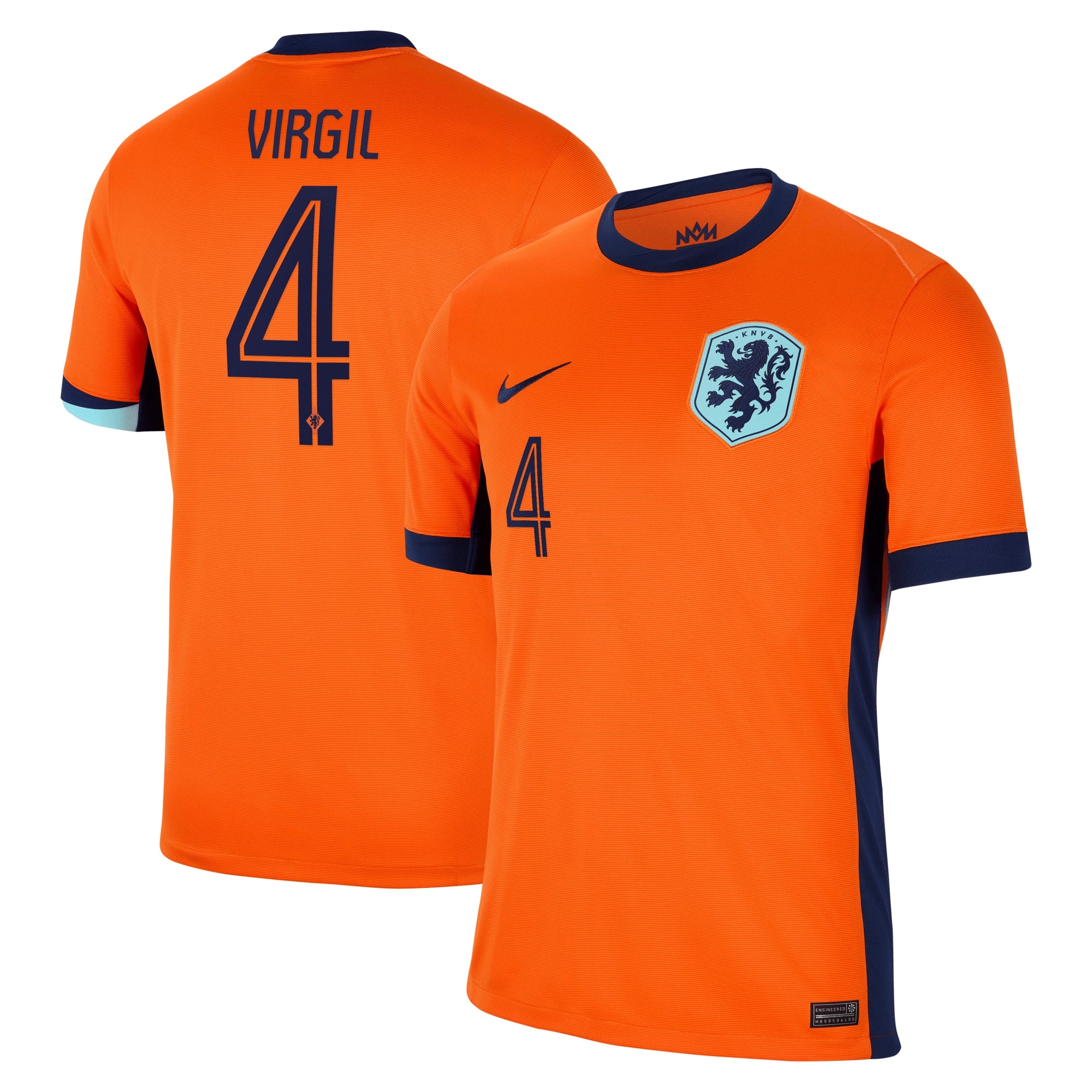Virgil van Dijk Netherlands National Team Nike 2024 Away Replica Jersey - Blue/Orange - Image 6