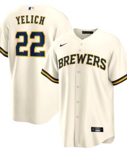 Christian Yelich Milwaukee Brewers Nike Alternate Replica Player Jersey - Cream/Gray/Navy/White