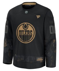 Alternative view of Edmonton Oilers  2024 Military Appreciation Personalized Long Sleeve Practice Jersey - Black