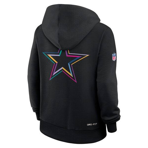 Dallas Cowboys Nike Women's 2025 NFL Crucial Catch Sideline Standard Issue Dri-FIT Hoodie - Black - Image 3