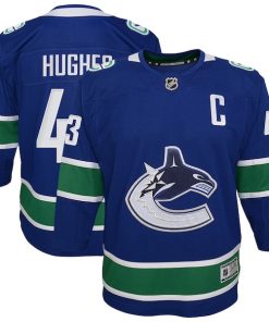 Quinn Hughes Vancouver Canucks Youth Home Premier Player Jersey - Blue