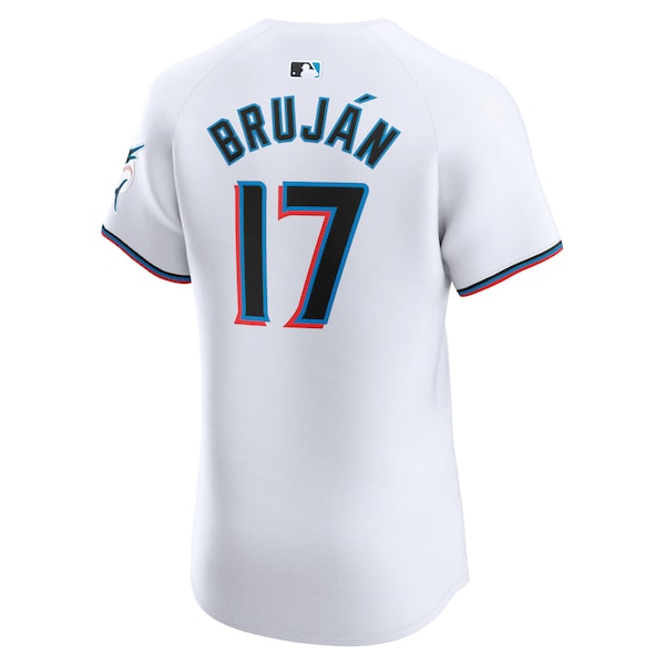 Vidal Brujan Miami Marlins Nike Home Elite Player Jersey - White - Image 3