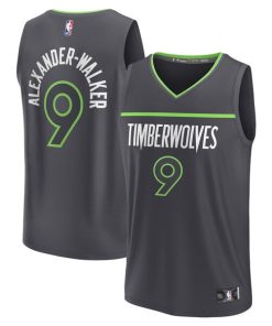 Nickeil Alexander-Walker Minnesota Timberwolves  Youth Fast Break Replica Player Jersey - Statement Edition - Black