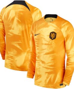 Netherlands National Team Nike 2022/23 Home Breathe Stadium Replica Blank Long Sleeve Jersey - Orange