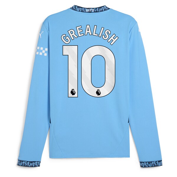 Jack Grealish Manchester City Puma 2024/25 Home Replica Long Sleeve Player Jersey - Light Blue - Image 3