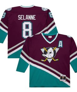 Alternative view of Teemu Selanne Anaheim Ducks 1996-97 Power Play Jersey - Purple/White
