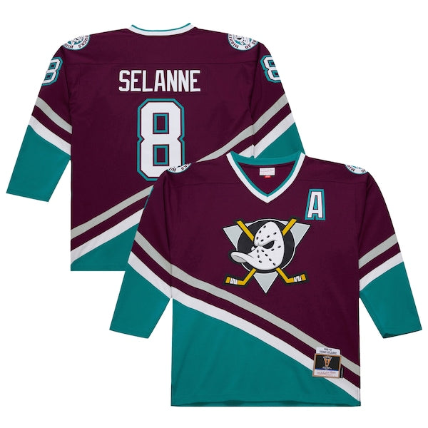 Teemu Selanne Anaheim Ducks 1996-97 Power Play Jersey - Purple/White - Image 2