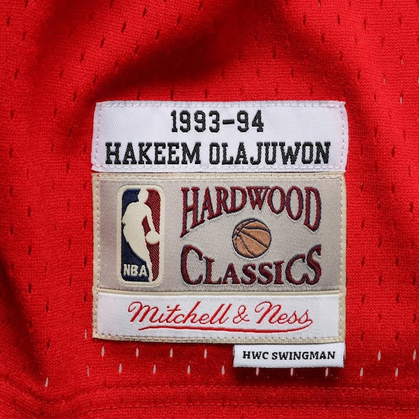 Hakeem Olajuwon Houston Rockets 1993/94 Hardwood Classics Swingman Jersey - Red - Image 7