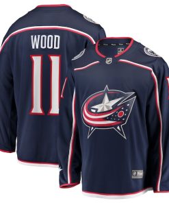 Miles Wood Columbus Blue Jackets  Home Breakaway Jersey - Navy
