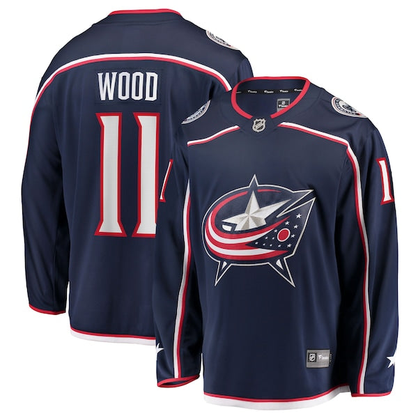Miles Wood Columbus Blue Jackets Home Breakaway Jersey - Navy