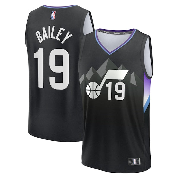 Ace Bailey Utah Jazz Youth 2025 NBA Draft First Round Pick Fast Break Replica Jersey - Statement Edition - Black