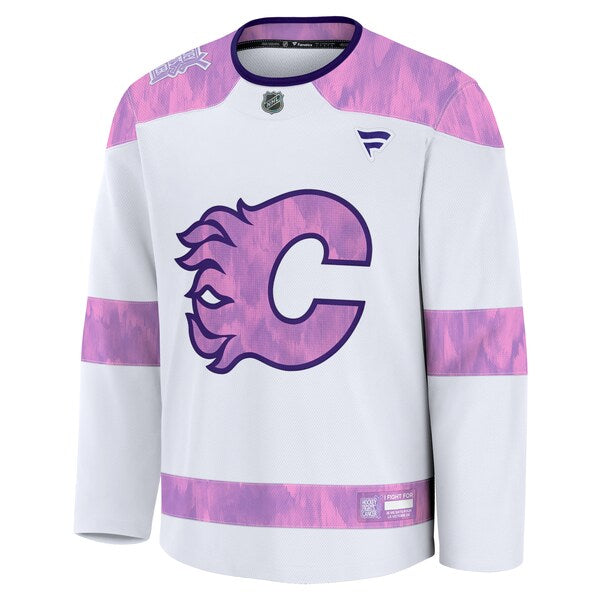 Calgary Flames 2024 Hockey Fights Cancer Practice Jersey - White - Image 2