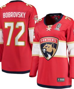 Sergei Bobrovsky Florida Panthers  Women's Home 2024 Stanley Cup Champions Breakaway Player Jersey?¨C Red
