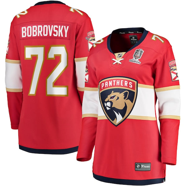 Sergei Bobrovsky Florida Panthers Women's Home 2024 Stanley Cup Champions Breakaway Player Jersey?ยจC Red