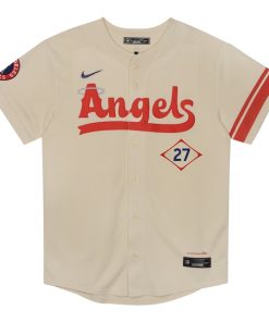 Alternative view of Mike Trout Los Angeles Angels Nike Preschool City Connect Limited Player Jersey - Cream