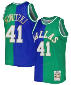 Dirk Nowitzki Dirk Nowitzki Hardwood Classics 1998/2019 Split Swingman Jersey - Blue/Green