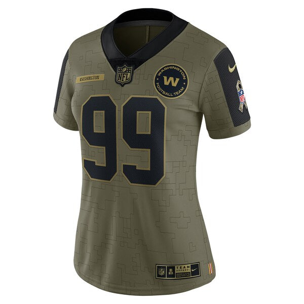 Chase Young Washington Football Team Nike Women's 2021 Salute To Service Limited Player Jersey - Olive - Image 3