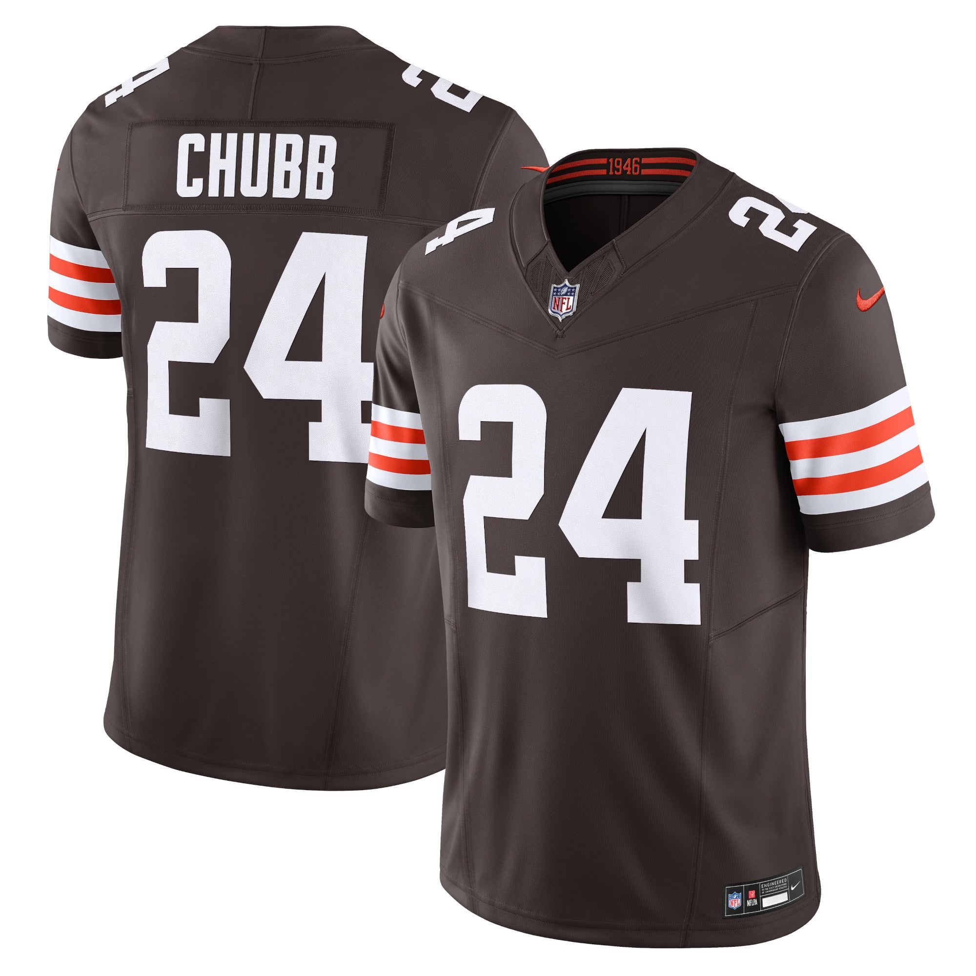 Nick Chubb Cleveland Browns Nike Vapor F.U.S.E. Limited Jersey - White/Brown - Image 6