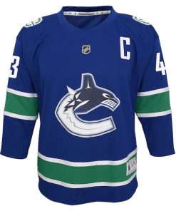 Alternative view of Quinn Hughes Vancouver Canucks Youth Alternate Replica Player Jersey - Blue