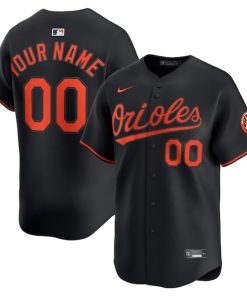 Alternative view of Baltimore Orioles Nike Alternate Limited Custom Jersey - Black/White